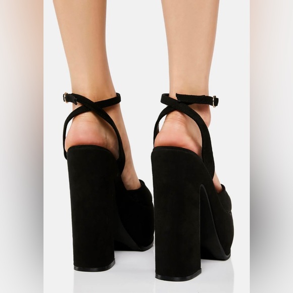 Lemon Drop by Privileged Black Velvet Platform Heels - Picture 8 of 8